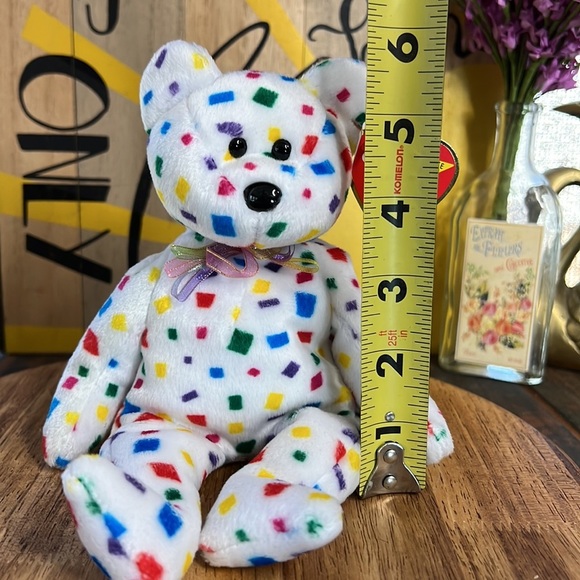 Ty K2 Beanie baby Celebration Confetti Themed Bear - Picture 8 of 9